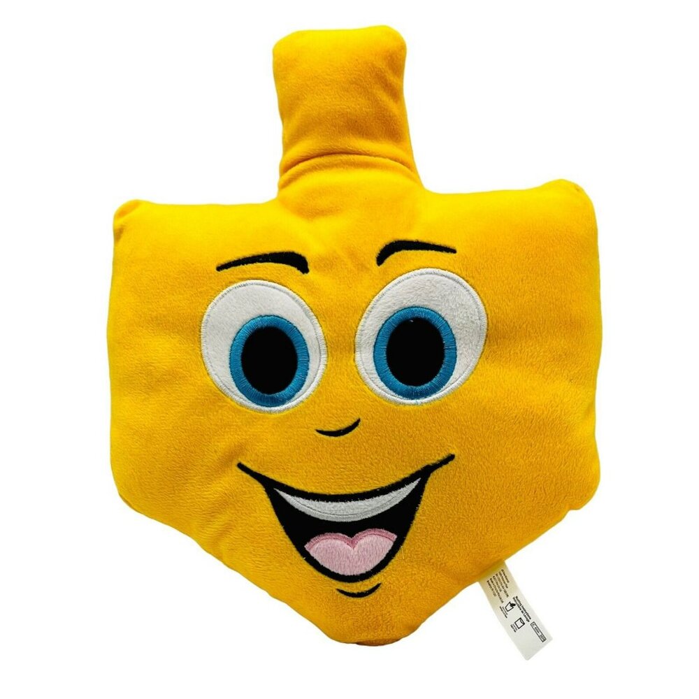 Dreidel Emoji Plush Yellow‎ Embroidered Hannukah Judaica 10 inch Stuffed Toy